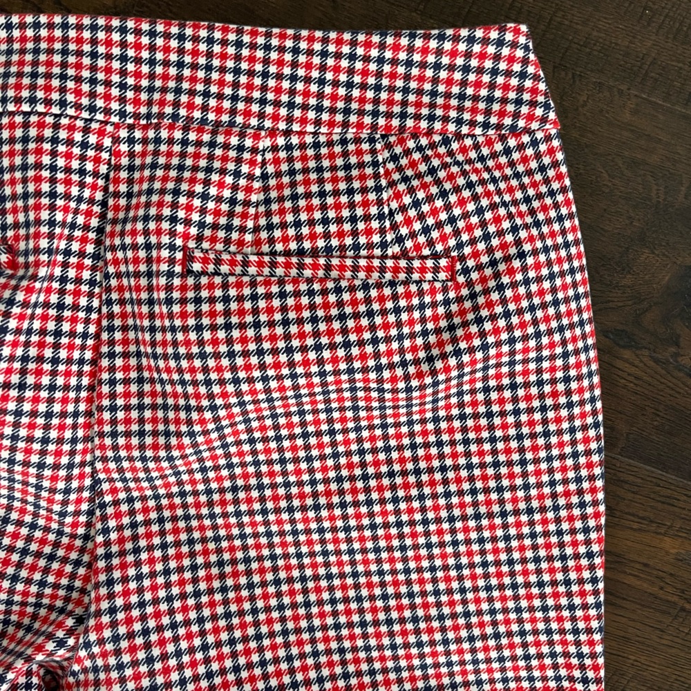 BODEN Richmond 7/8 Pants Red / Navy Houndstooth Stretch Ankle Length Pants Sz 6 - Picture 3 of 8